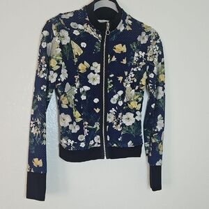 RACHEL Rachel Roy Navy Floral Bomber Jacket